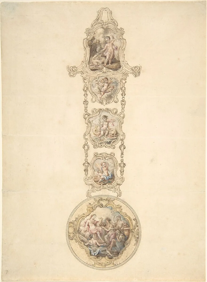Design for an Enameled Watchcase and Châtelaine with Mythological Figures — George Michael Moser