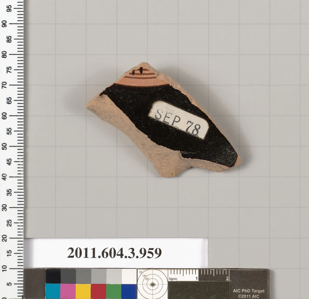 Terracotta fragment of a lekanis lid (covered dish) — Unknown