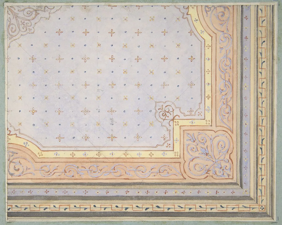 Partial design for the painted decoration of a ceiling — Jules-Edmond-Charles Lachaise|Eugène-Pierre Gourdet