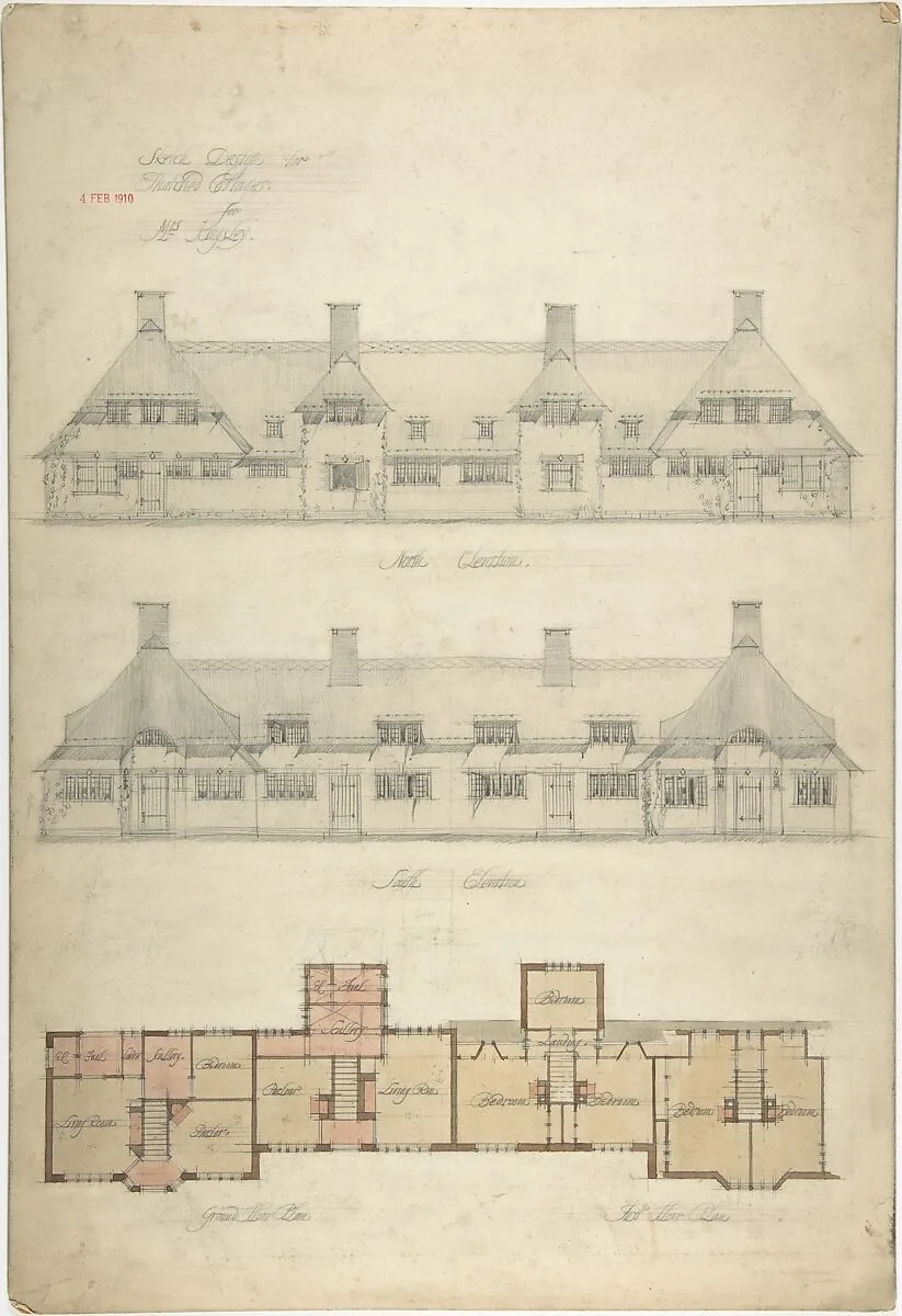Design for Thatched Cottages for Mrs. Kingsley — Charles Edward Mallows