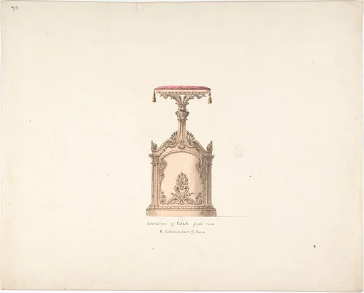 Elevation of a Pulpit, Front View, R. Edmundson & Sons