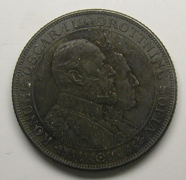 Jubilee 2 crown-piece of Oscar II of Sweden, 1907 — Unknown