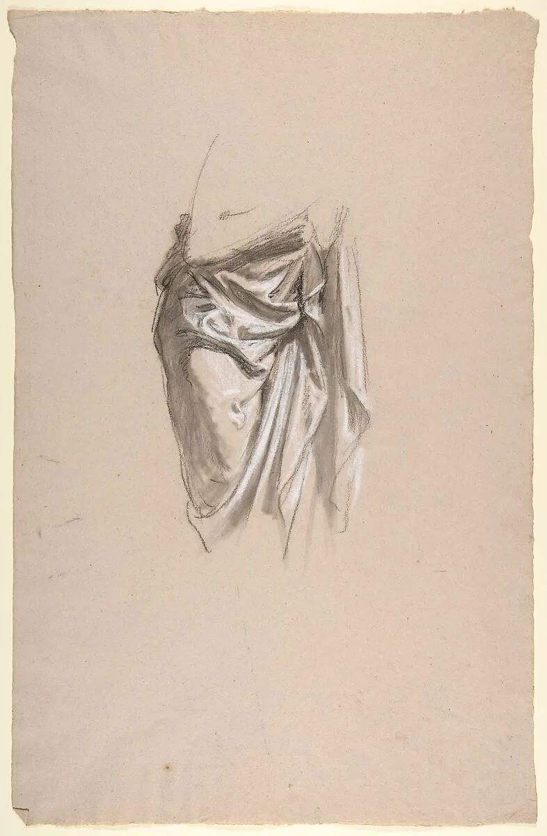 Drapery Study for Clovis (middle register; study for wall paintings in the Chapel of Saint Remi, Sainte-Clotilde, Paris, 1858) — Isidore Pils