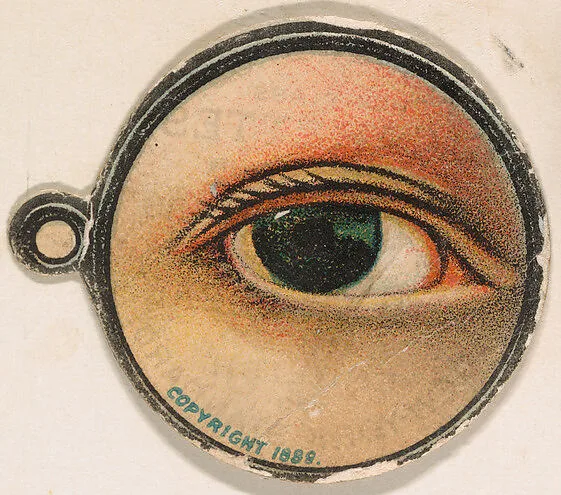 Monocle and Eye (dark blue), from Jocular Ocular series (N221) issued by Kinney Bros. — Kinney Brothers Tobacco Company