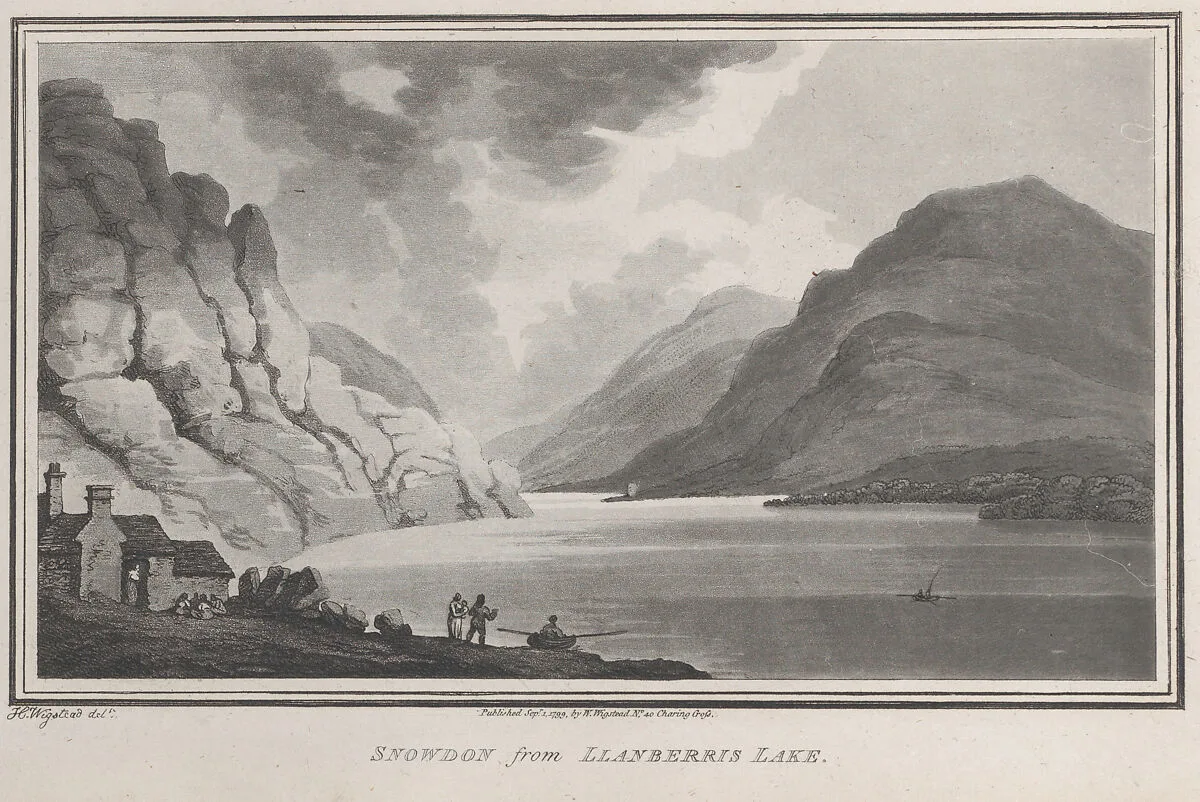 Snowdon from Llanberris Lake, from "Remarks on a Tour to North and South Wales, in the year 1797" — John Hill|W. Wigstead|Henry Wigstead|Thomas Rowlandson