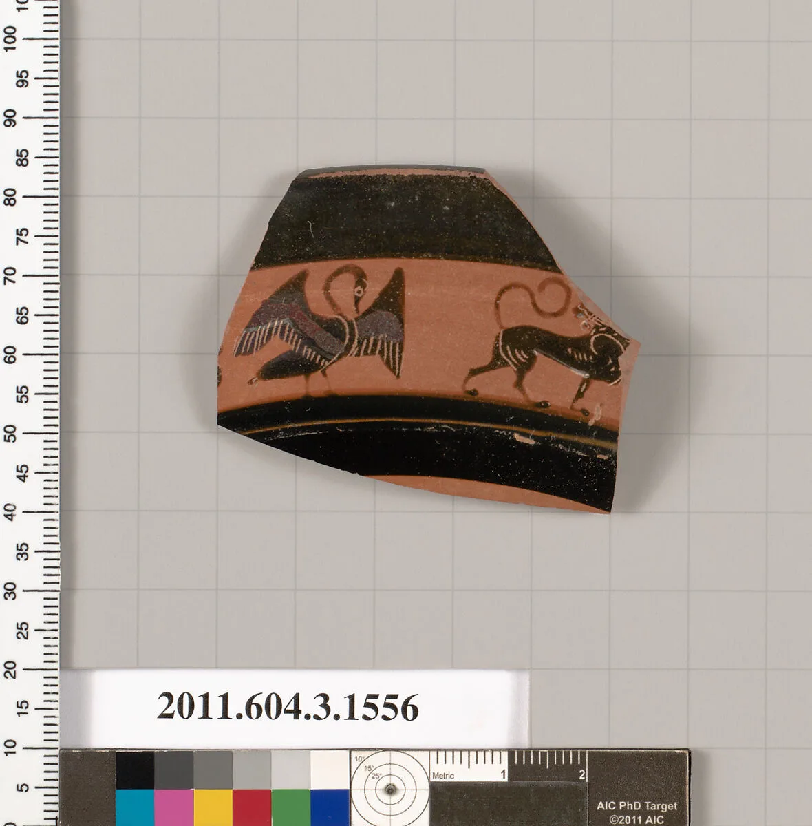 Terracotta rim fragment of a kylix: Band cup (drinking cup) — Unknown