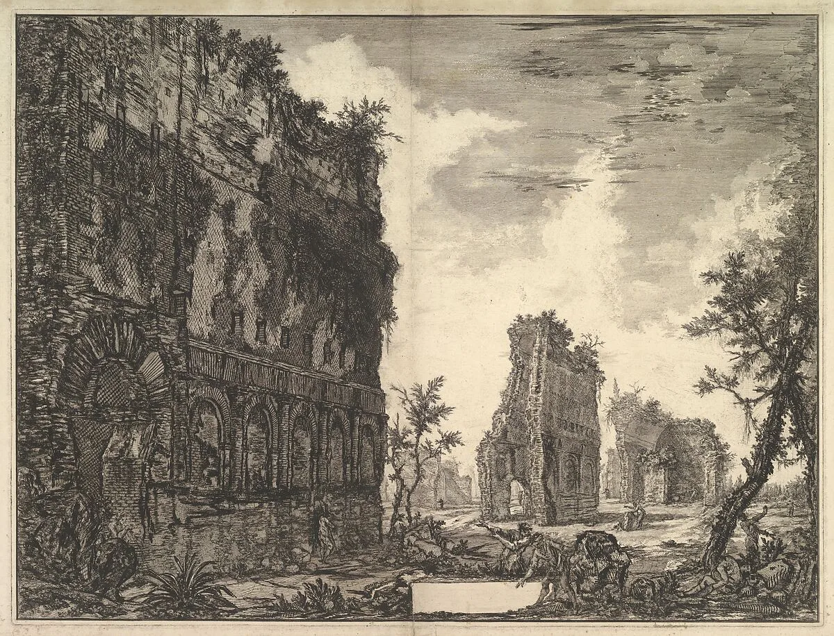 Hadrian's Villa: The Piazza d'Oro (Piazza of Gold) (Veduta degli Avanzi della Circonferenza delle antiche Fabbriche di una delle Piazze della Villa Adriana oggidi chiamata Piazza d'oro) — Giovanni Battista Piranesi