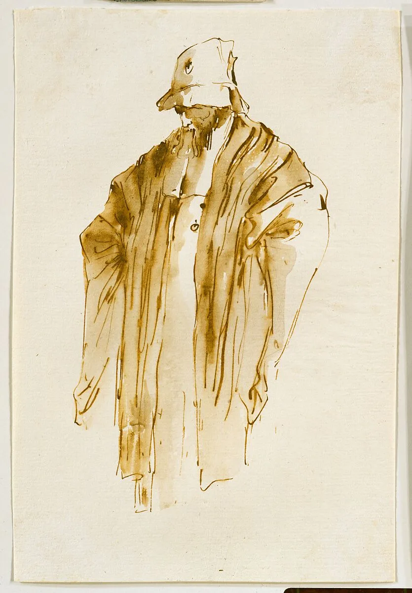Bearded Man Looking Down to the Left — Giovanni Battista Tiepolo