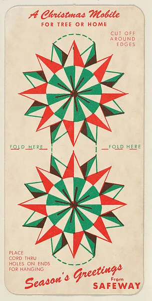 A Christmas Mobile, bakery insert card issued for the holidays by Safeway stores — Safeway Inc.