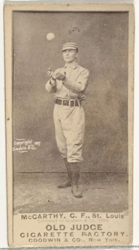 Tommy McCarthy, Center Field, St. Louis Browns, from the Old Judge series (N172) for Old Judge Cigarettes