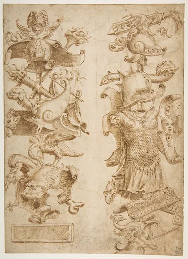 Designs for Ornamental Military Trophies (recto and verso)