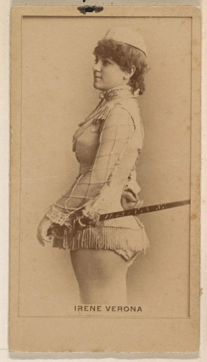Irene Verona, from the Actresses series (N245) issued by Kinney Brothers to promote Sweet Caporal Cigarettes — Kinney Brothers Tobacco Company