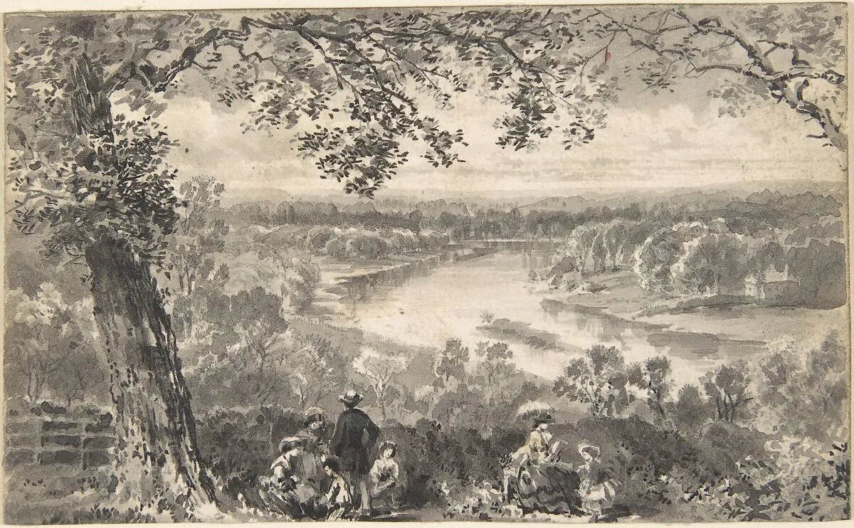 View of the Thames with Figures in Foreground — David Octavius Hill