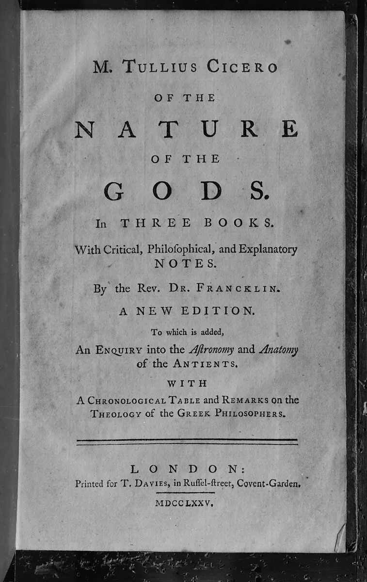 Book: Of the Nature of the Gods — Marcus Tullius Cicero|T. Davies
