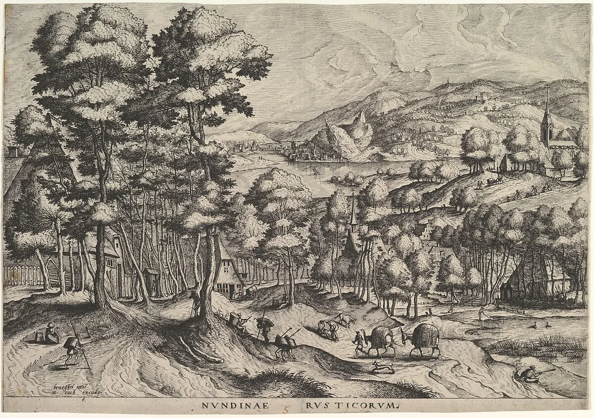 Rustic Market (Nundinae Rusticorum) from The Large Landscapes — Pieter Bruegel the Elder|Hieronymus Cock|Johannes van Doetecum I|Lucas van Doetecum