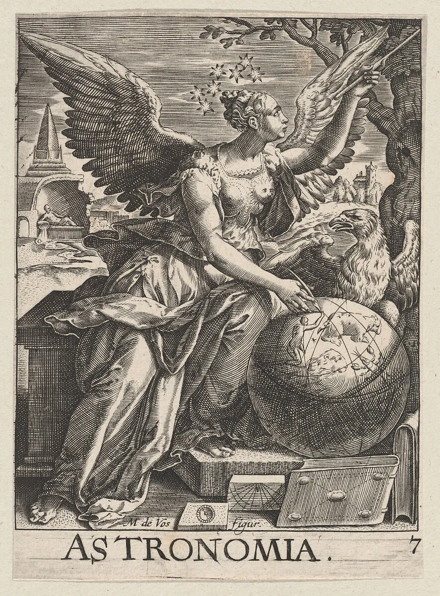 Plate 7: Astronomia, from The Seven Liberal Arts — Johann Sadeler I|Paulus Fürst|Maerten de Vos