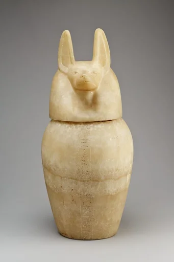 Canopic jar with a jackal-headed lid