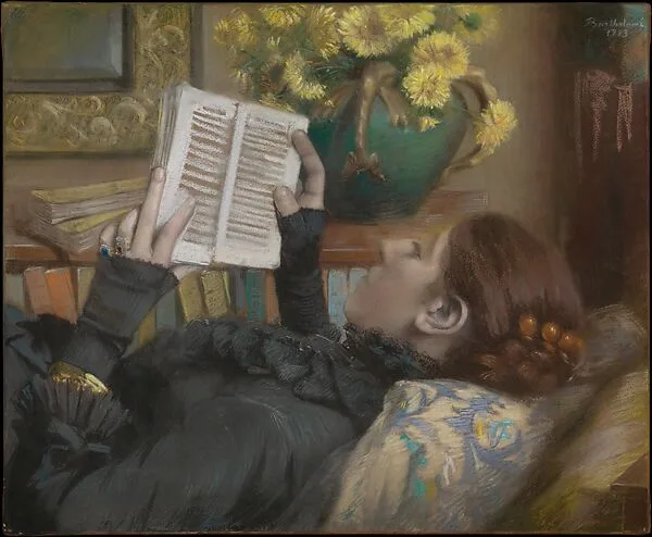 The Artist's Wife (Périe, 1849–1887) Reading — Albert Bartholomé