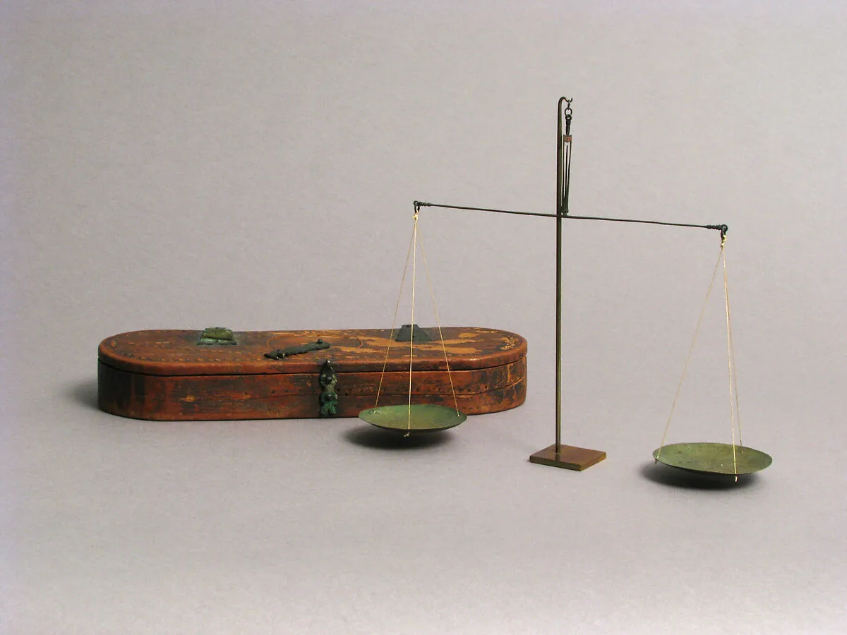 Wooden Box with Bronze Balance Scale — Unknown