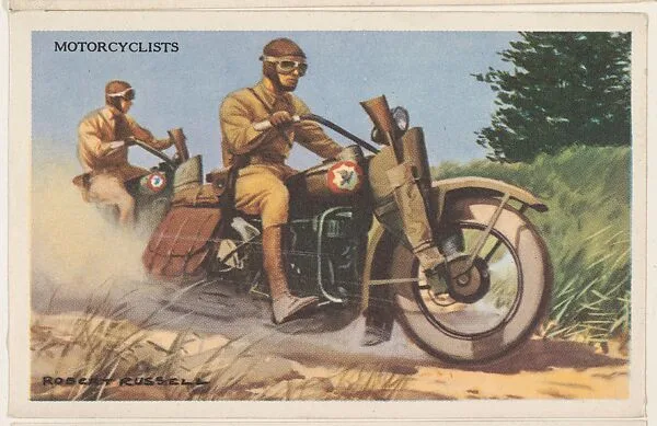 Motorcyclists, bakery card from the National Defense series (D59), issued by Bell Bakeries, Inc. — Bell Bakeries, Inc.