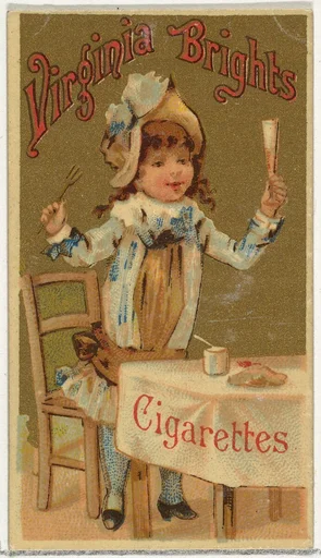 From the Girls and Children series (N64) promoting Virginia Brights Cigarettes for Allen & Ginter brand tobacco products