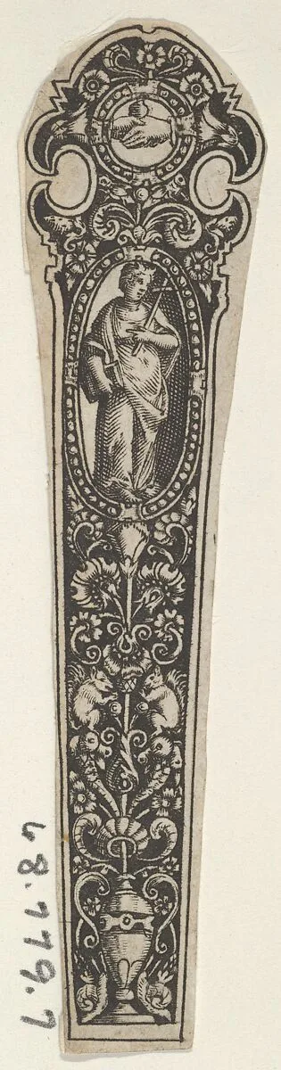 Copy of a Design for a Knife Handle with the Personification of Faith — Johann Theodor de Bry