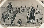 A Cowpuncher Visiting an Indian Village from Indians and Western Historical Scenes series (W417) — Unknown