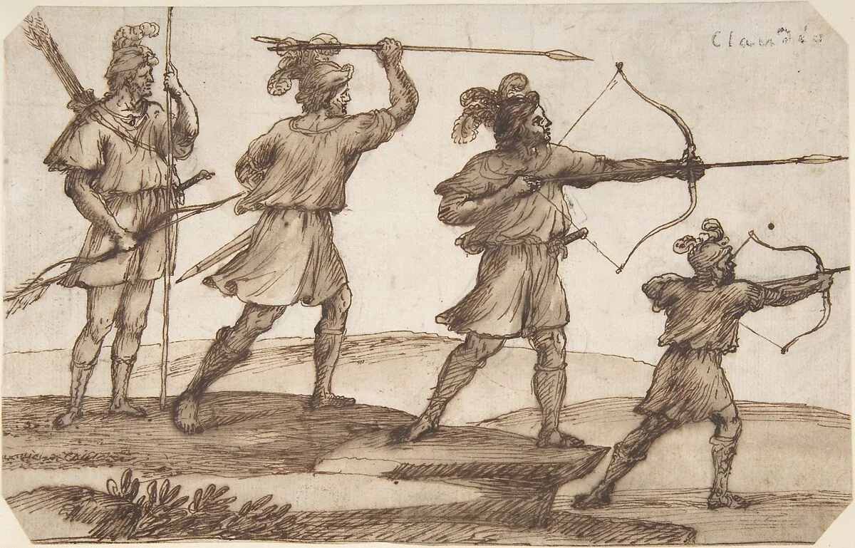 Three Archers and a Figure with a Spear — Claude Lorrain (Claude Gellée)