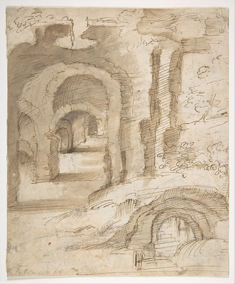 Landscape with Catacombs — Domenico Beccafumi