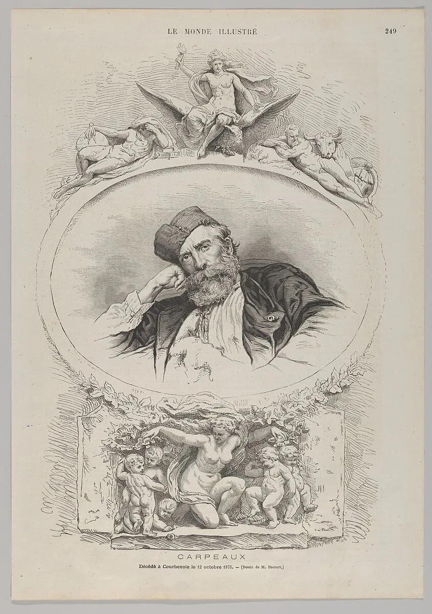 Portrait of Jean-Baptiste Carpeaux, from "Le Monde Illustré" — Etienne-Gabriel Bocourt|Jean-Baptiste Carpeaux|Anonymous, French, 19th century|Numa Blanc|Jean-Baptiste Carpeaux