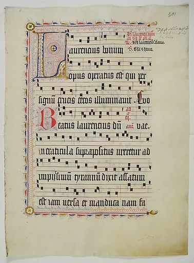 Manuscript Leaf with Initial L, from an Antiphonary