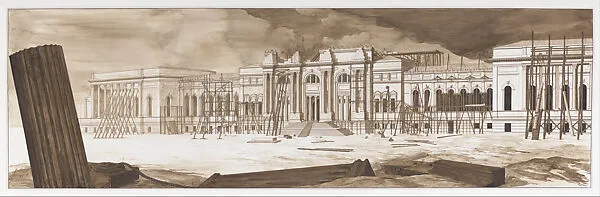 The Museum Nearing Completion as Seen from Fourth Avenue — Pablo Bronstein