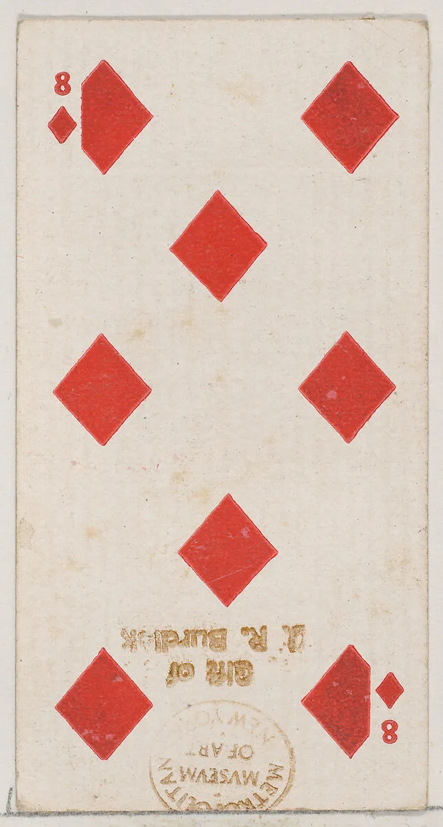 Eight Diamonds (red), from the Playing Cards series (N84) for Duke brand cigarettes — W. Duke, Sons & Co.