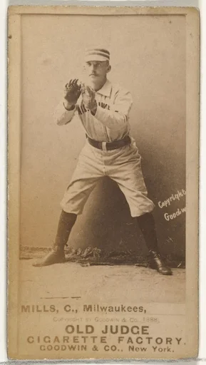Lynn Mills, Catcher, Milwaukee, from the Old Judge series (N172) for Old Judge Cigarettes