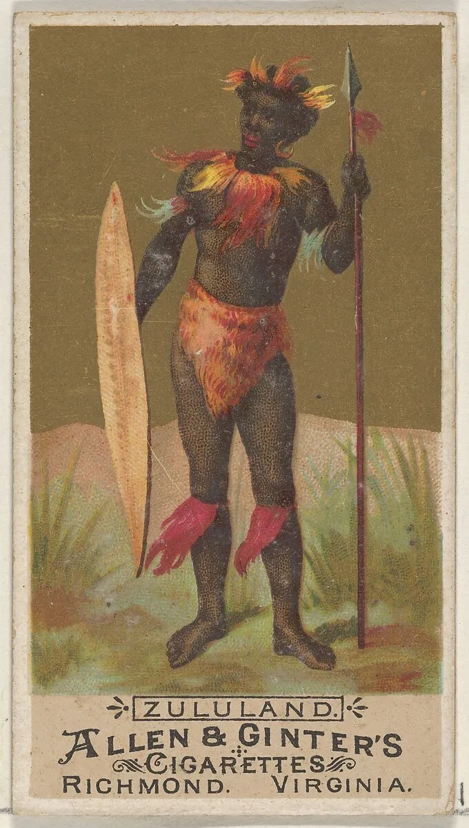 Zululand, from the Natives in Costume series (N16) for Allen & Ginter Cigarettes Brands — Allen & Ginter