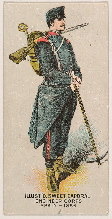 Engineer Corps, Spain, 1886, from the Military Series (N224) issued by Kinney Tobacco Company to promote Sweet Caporal Cigarettes — Kinney Brothers Tobacco Company