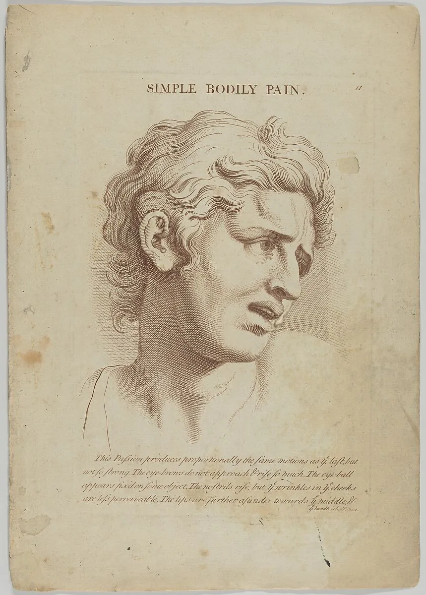 Simple Bodily Pain (from "Heads Representing the Various Passions of the Soul; as they are Expressed in the Human Countenance: Drawn by that Great Master Monsieur Le Brun") — Robert Sayer|Anonymous, British, 18th century|Charles Le Brun