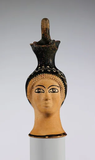 Terracotta oinochoe (jug) in the form of a woman's head