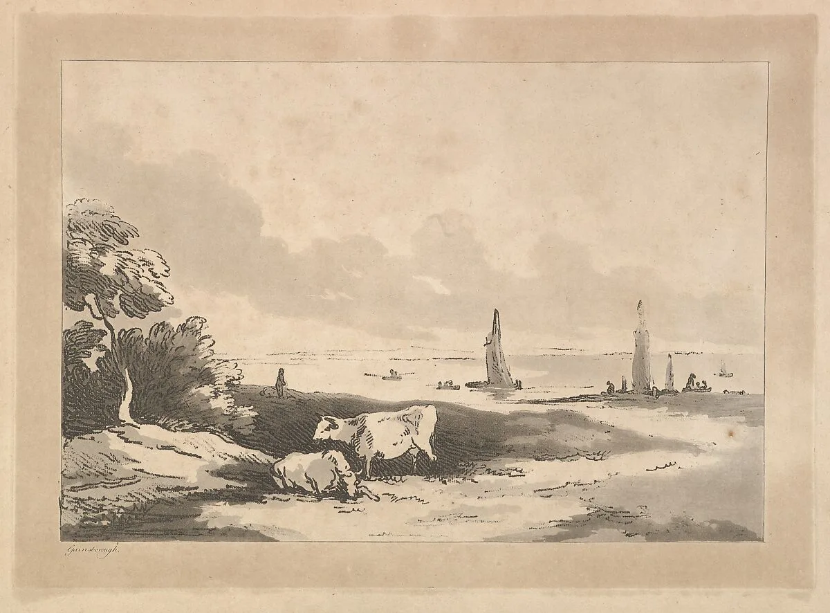 Cows and Seascape — Thomas Rowlandson|Thomas Gainsborough