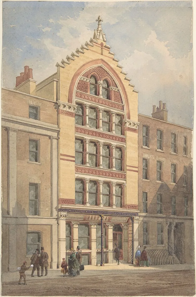 Façade of a Commercial Building, Venetian Gothic Style — Anonymous, British, 19th century
