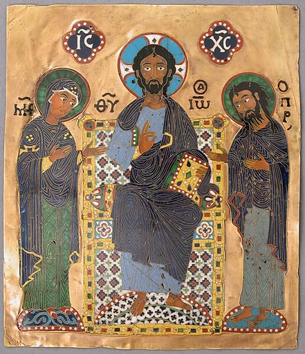 Plaque with Christ flanked by the Virgin and Saint John