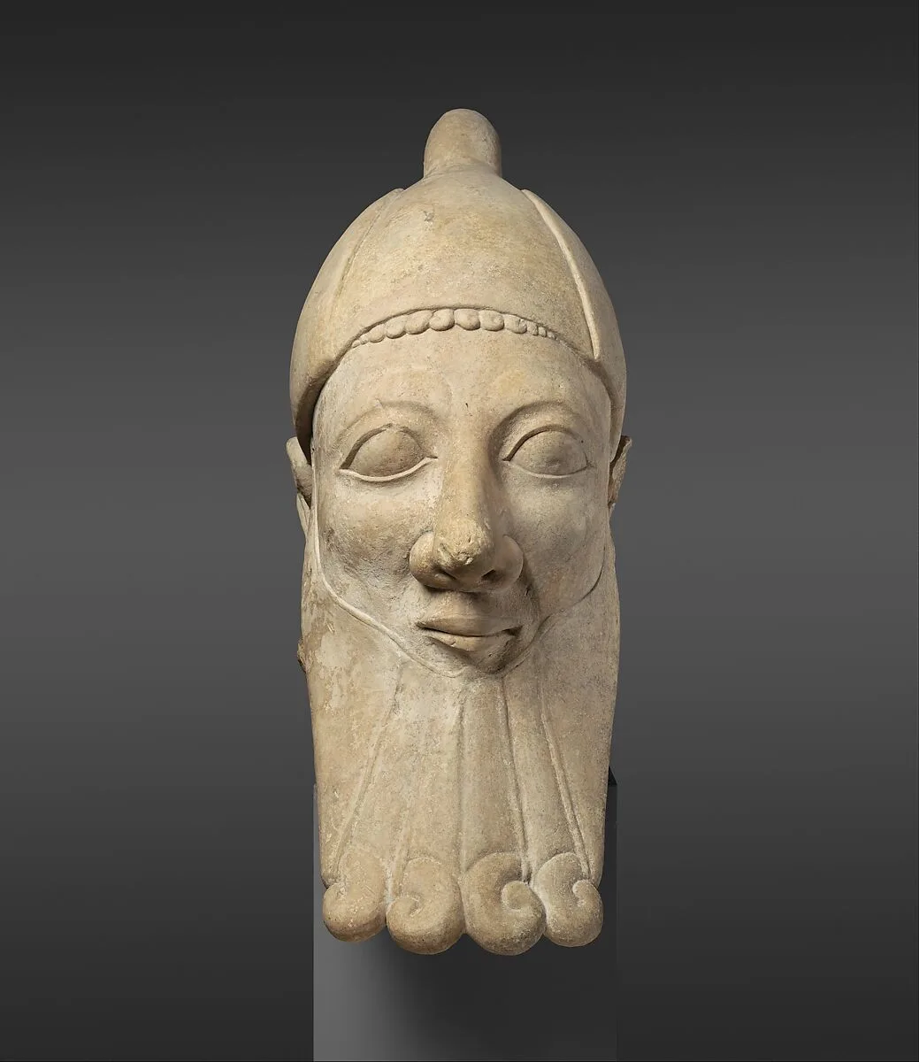 Limestone head of a bearded man — Unknown