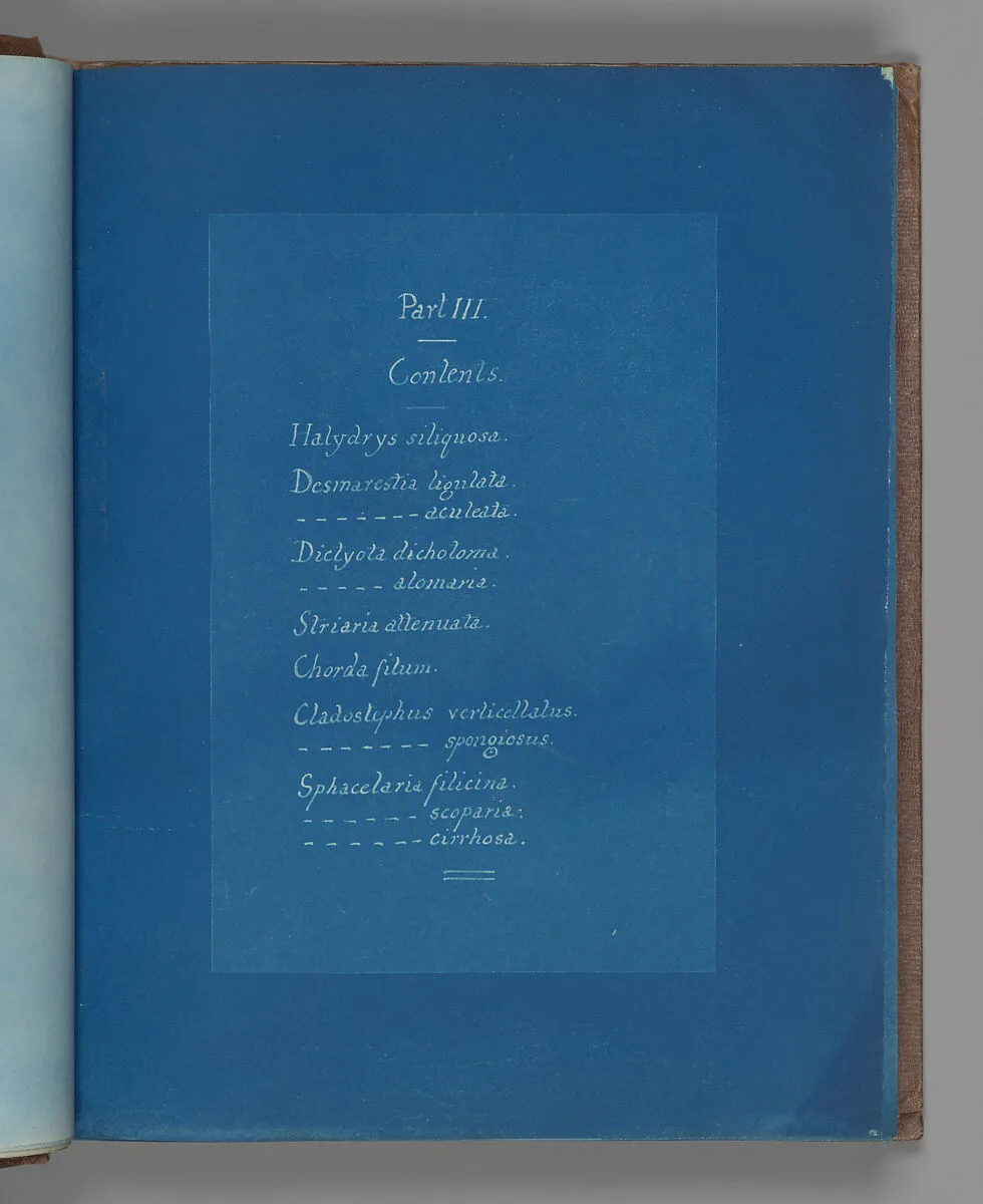 Part III Contents — Anna Atkins