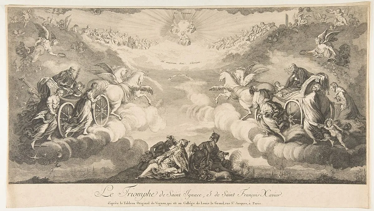 Triumph of Saint Ignatius and Saint Francis Xavier (Le Triomphe de Saint Ignace et de Saint François Xavier qui est au Collége de Louis le Grand...Paris) — Anonymous, French, 17th century|Claude Vignon