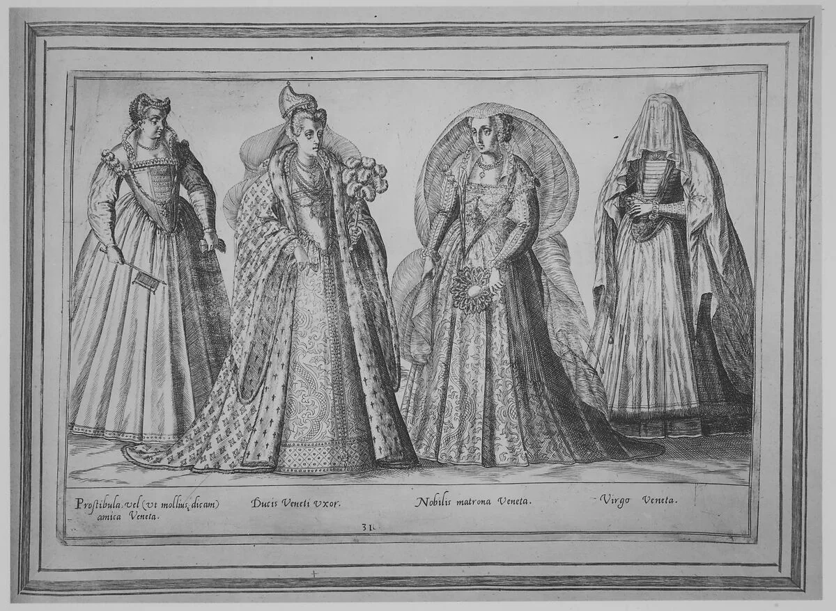 Prostibula vel (ut mollius dicam) amica Veneta; Ducis Veneti Vxor; Nobilis matrona Veneta; Virgo Veneta — Joos de Bosscher|Abraham de Bruyn