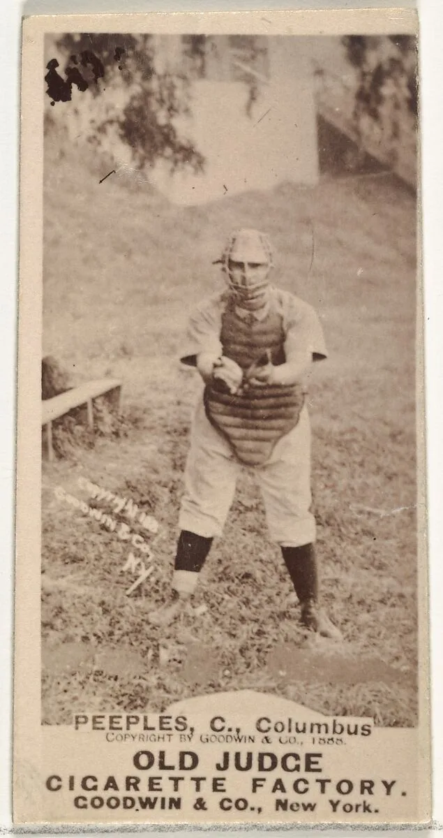James Elsworth "Jimmy" Peoples, Catcher, Cleveland, from the Old Judge series (N172) for Old Judge Cigarettes — Goodwin & Company