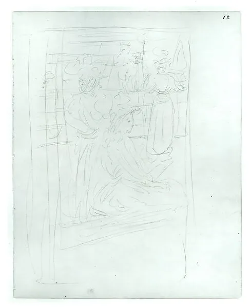 Large Boston Public Garden Sketchbook: Two women and a girl on a boardwalk — Maurice Brazil Prendergast