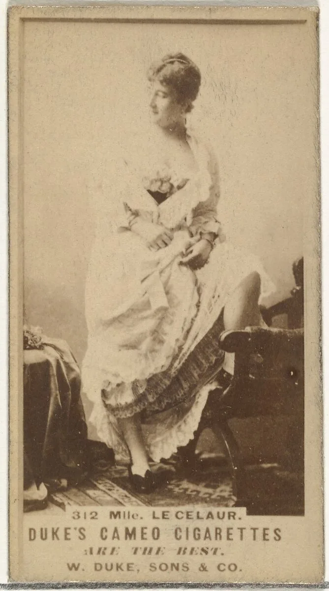 Card Number 312, Mlle. Le Celaur, from the Actors and Actresses series (N145-5) issued by Duke Sons & Co. to promote Cameo Cigarettes — W. Duke, Sons & Co.