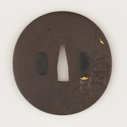 Sword guard (<i>Tsuba</i>) Depicting Zhūgě Liàng and Guān Yǔ (孔明・関羽図鐔)