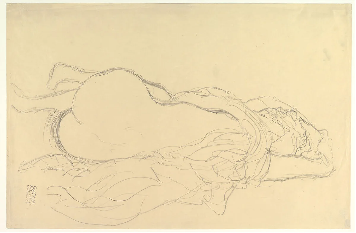 Reclining Nude with Drapery, Back View — Gustav Klimt